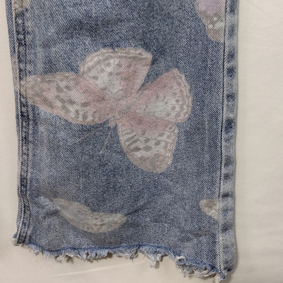 Tinsel Town Butterfly Raw Hem Flare Jeans Size 5 Blue Pink Fairy Retro Boho 90s - Picture 5 of 9